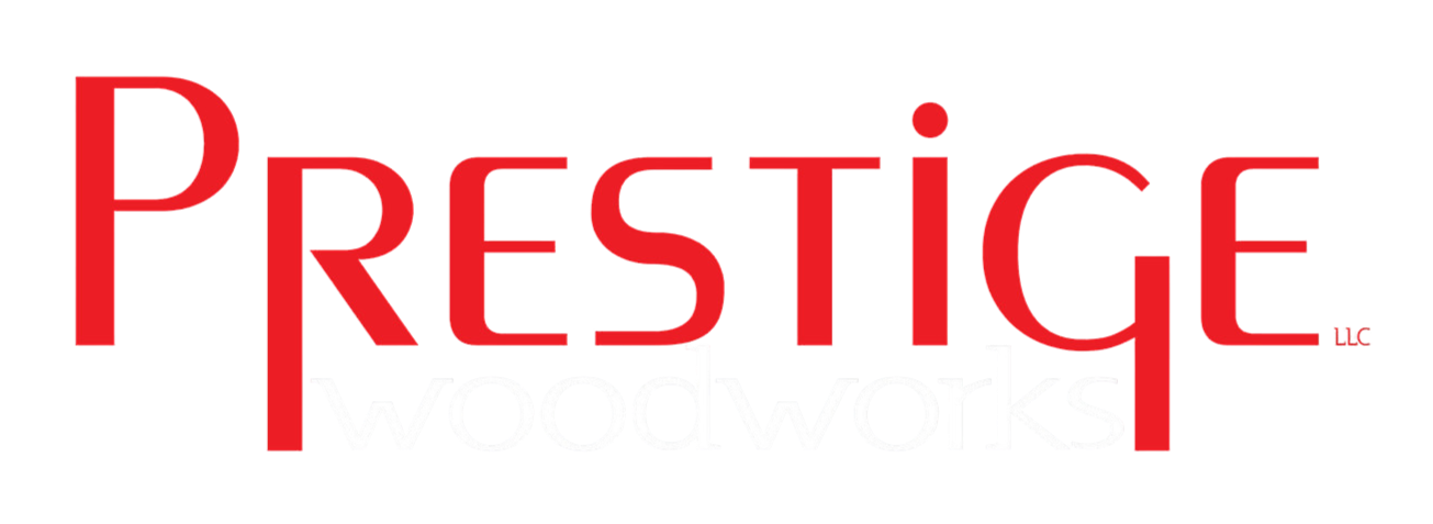 Logo of Prestige Woodworks - with red, white, and black text.