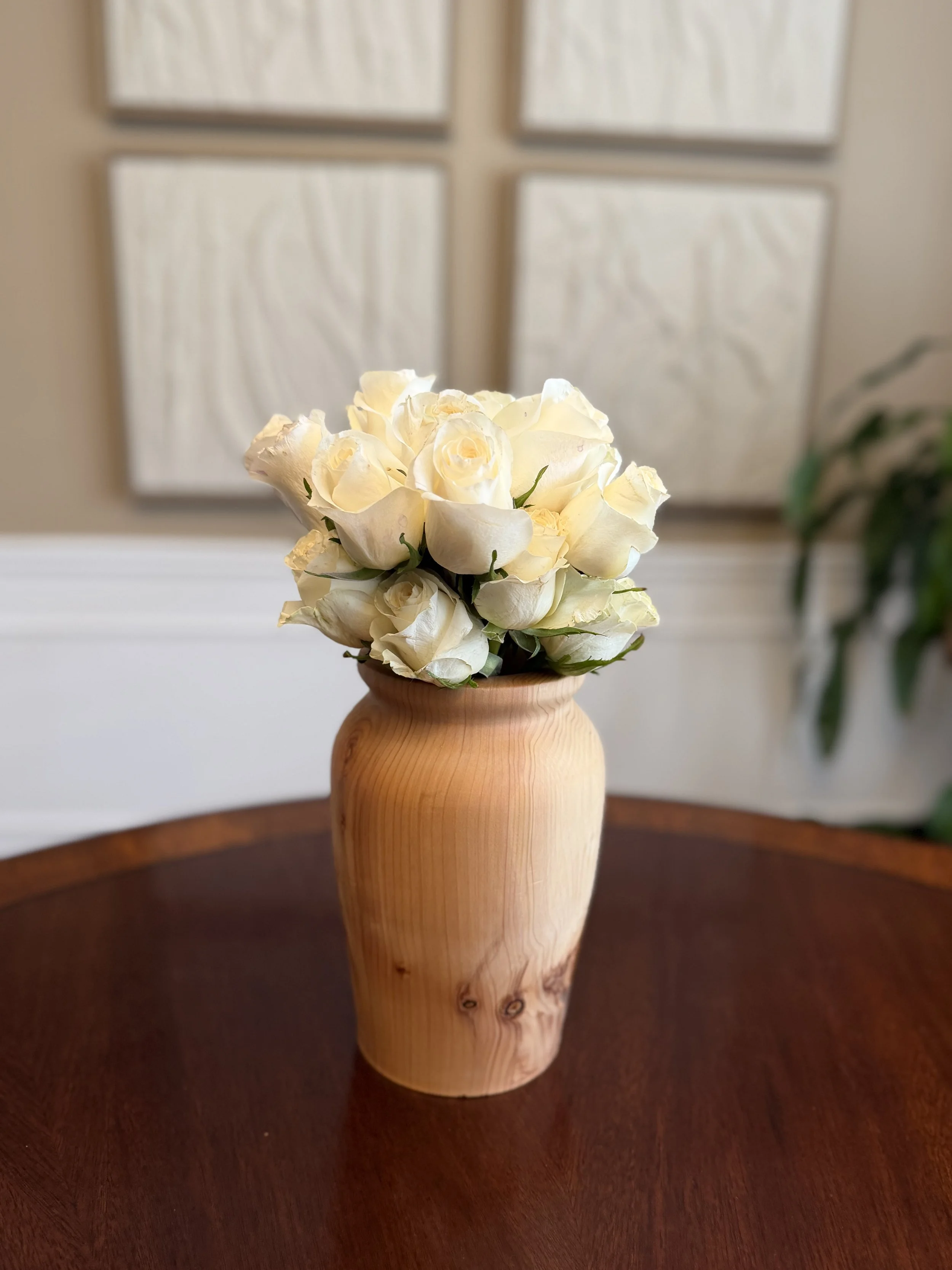 White Eternal Roses in Cedar Vase.jpeg