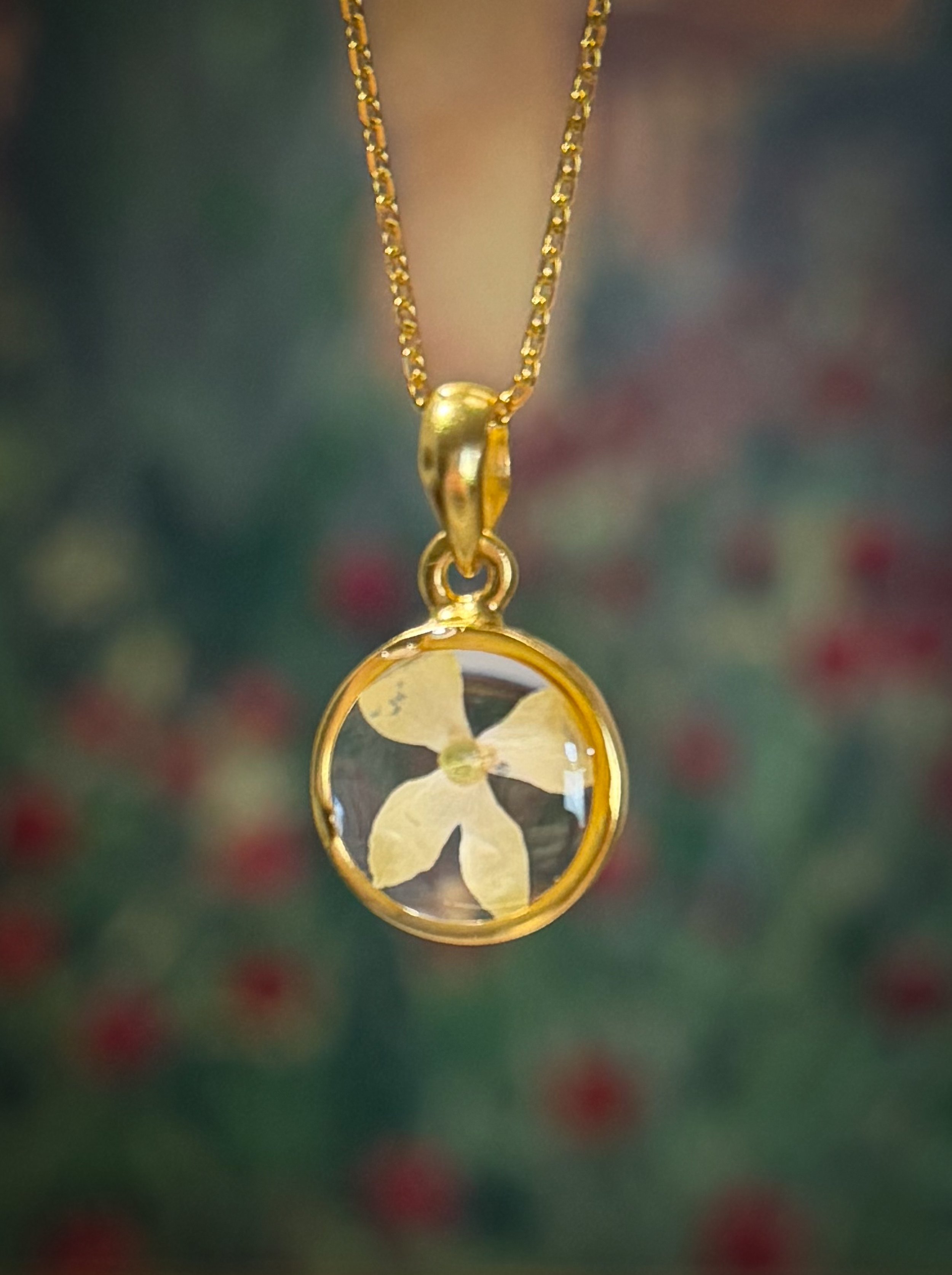 Pressed flower necklace