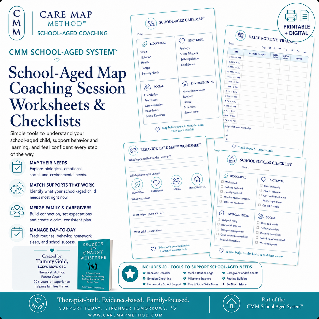 Care Map Method School-Aged Coaching Session helping parents address homework, behavior, anxiety, friendships, routines, school stress, and executive-function skills.