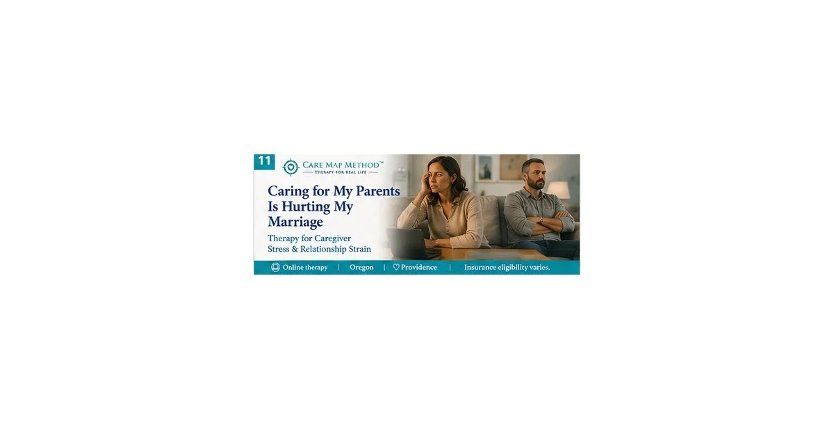 A couple experiencing relationship strain while one partner manages aging-parent caregiving responsibilities.