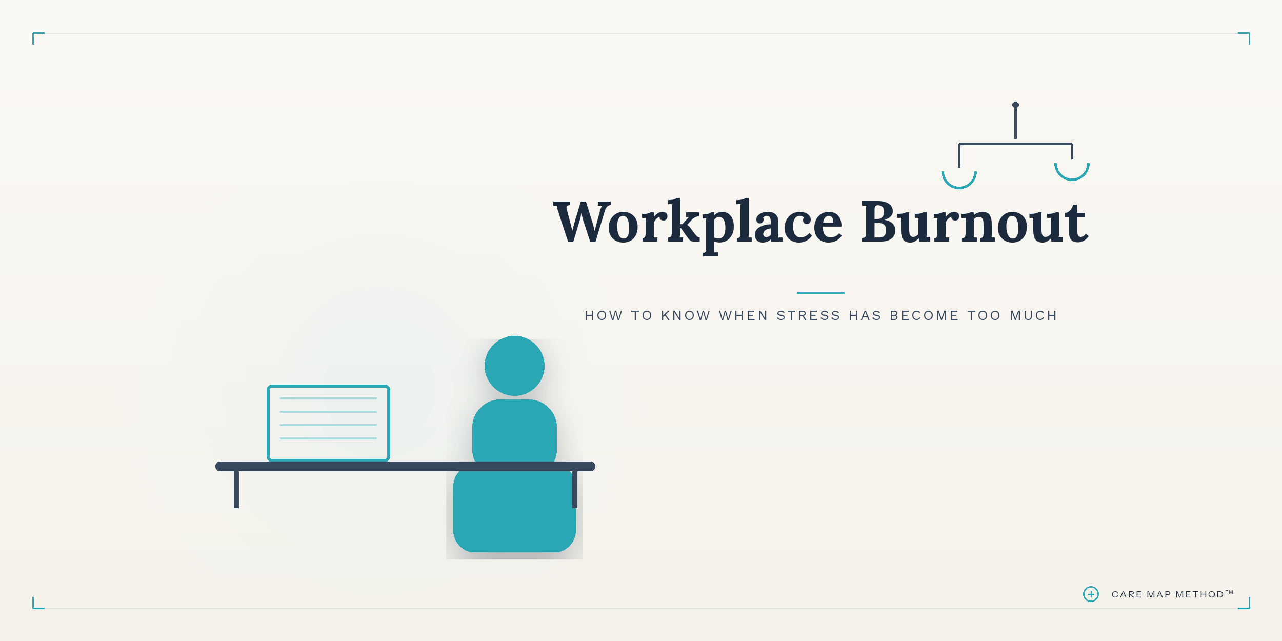 Professional seated at a modern desk reflecting on workplace burnout and work stress therapy.