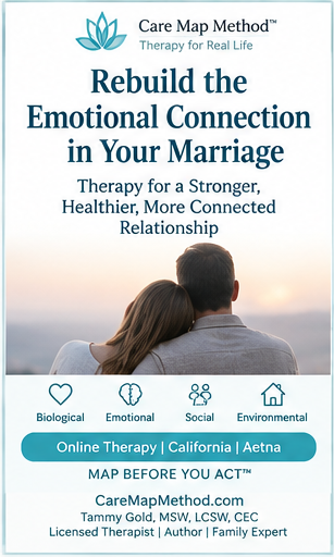 Aetna online therapy in California with Tammy Gold, LCSW for emotionally disconnected marriage.