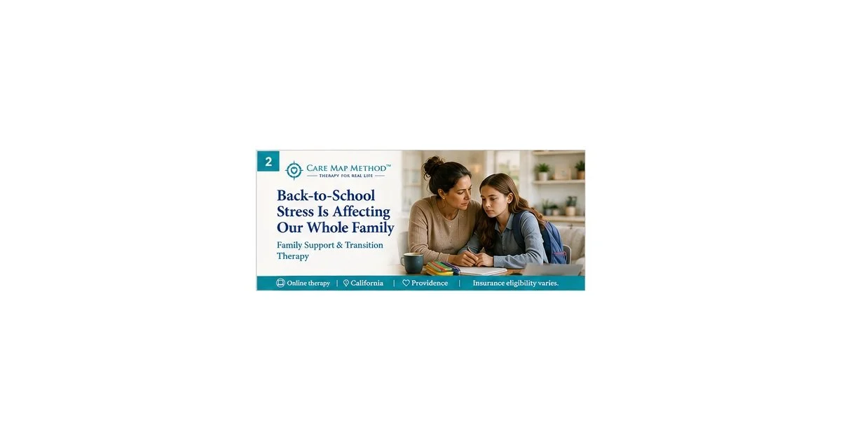 A parent supporting a school-aged child during a stressful back-to-school transition.