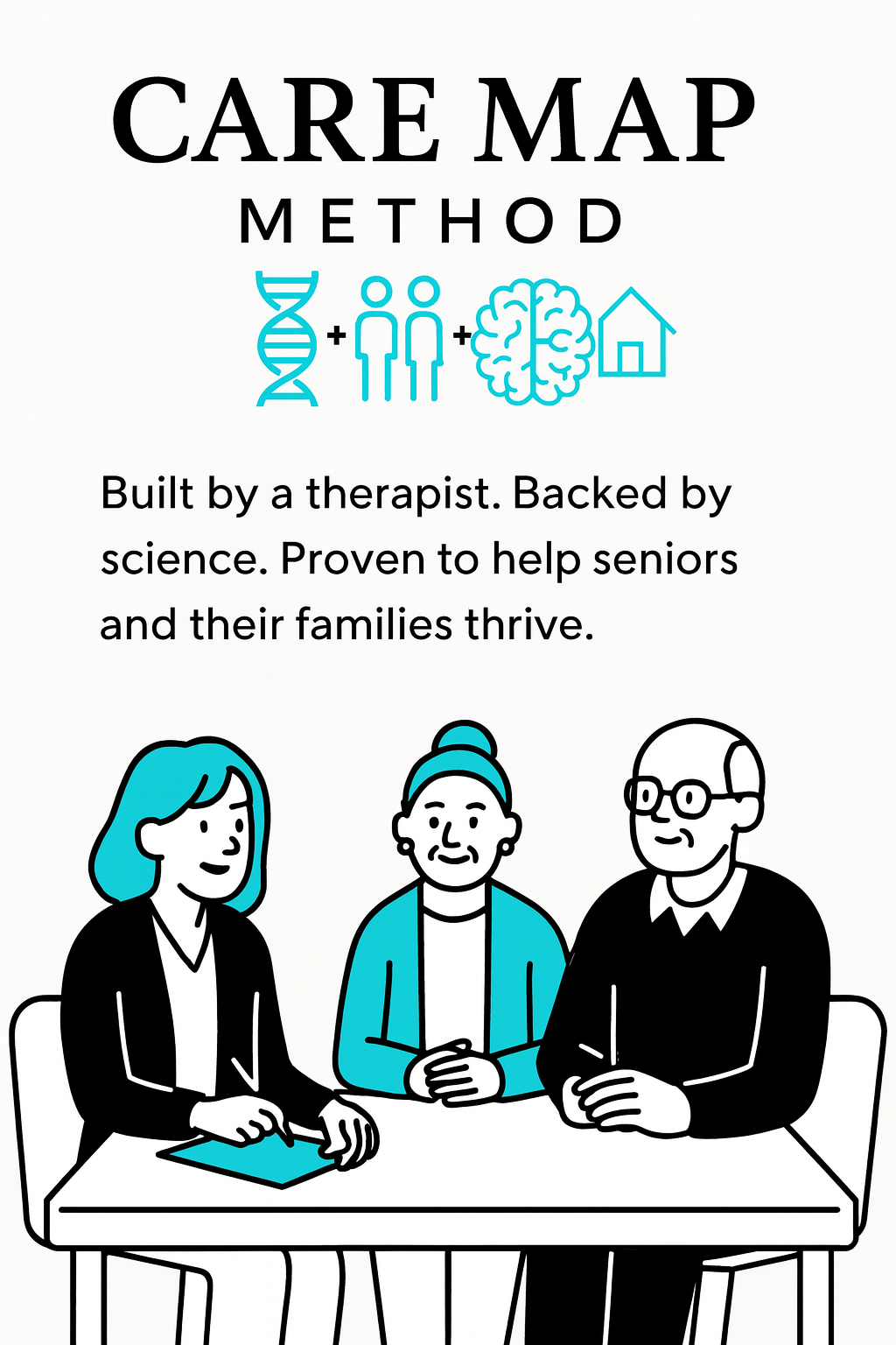 Senior, adult children and family members interviewing eldercare professional