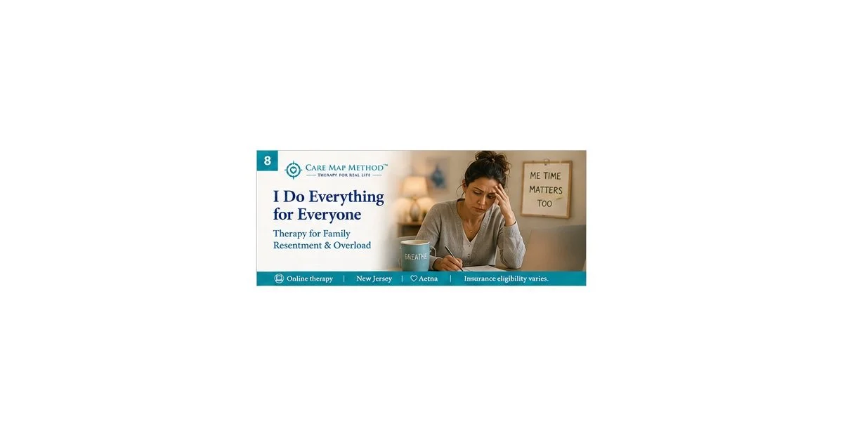 An overwhelmed adult carrying family responsibilities and needing time for support and self-care.