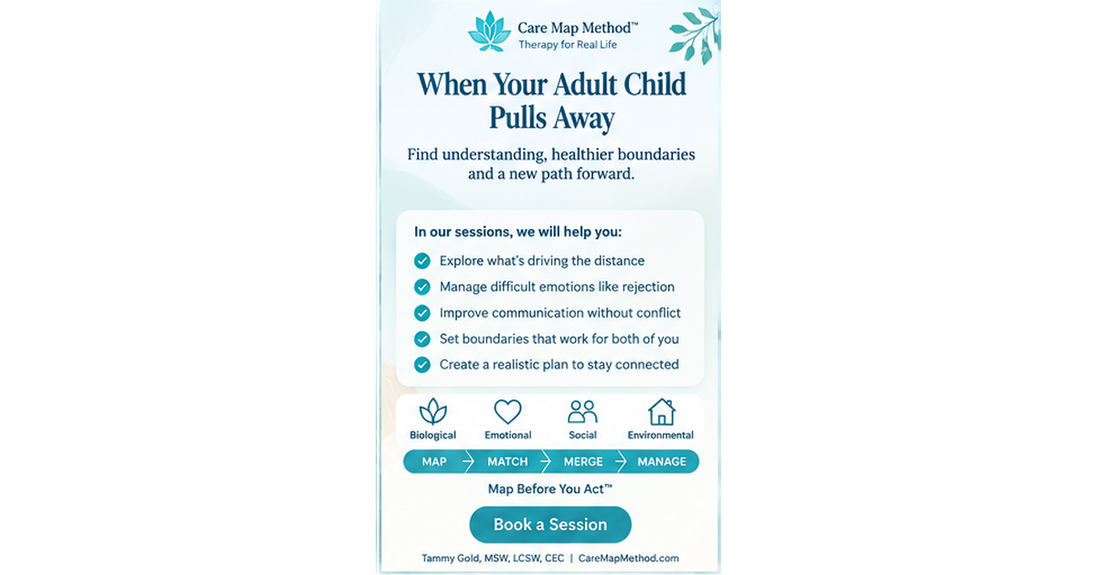 Aetna online therapy in New Jersey with Tammy Gold, LCSW for adult child estrangement & communication breakdown.