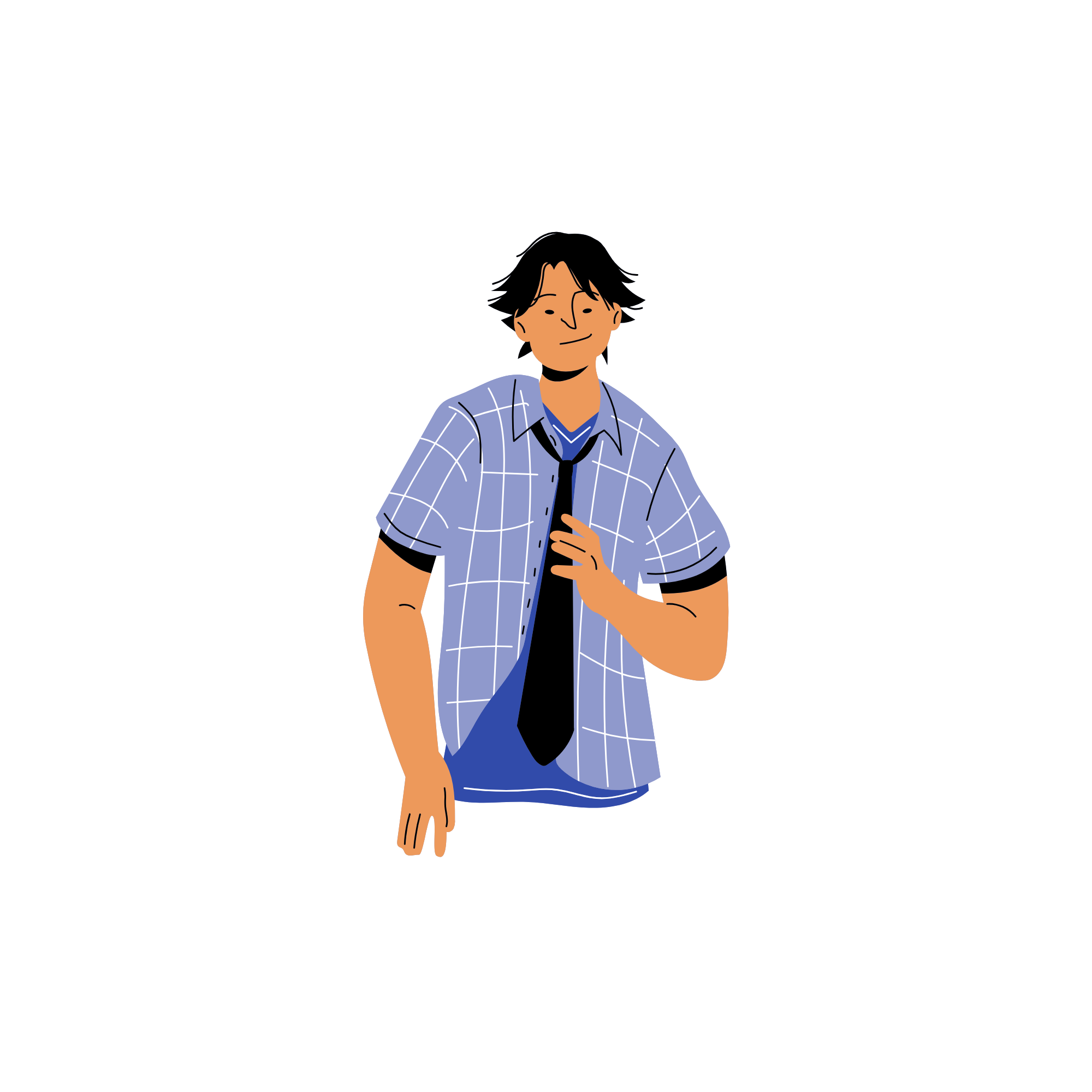 A young man with black hair wearing a blue checkered shirt, a dark inner shirt, and a stethoscope around his neck, smiling confidently.