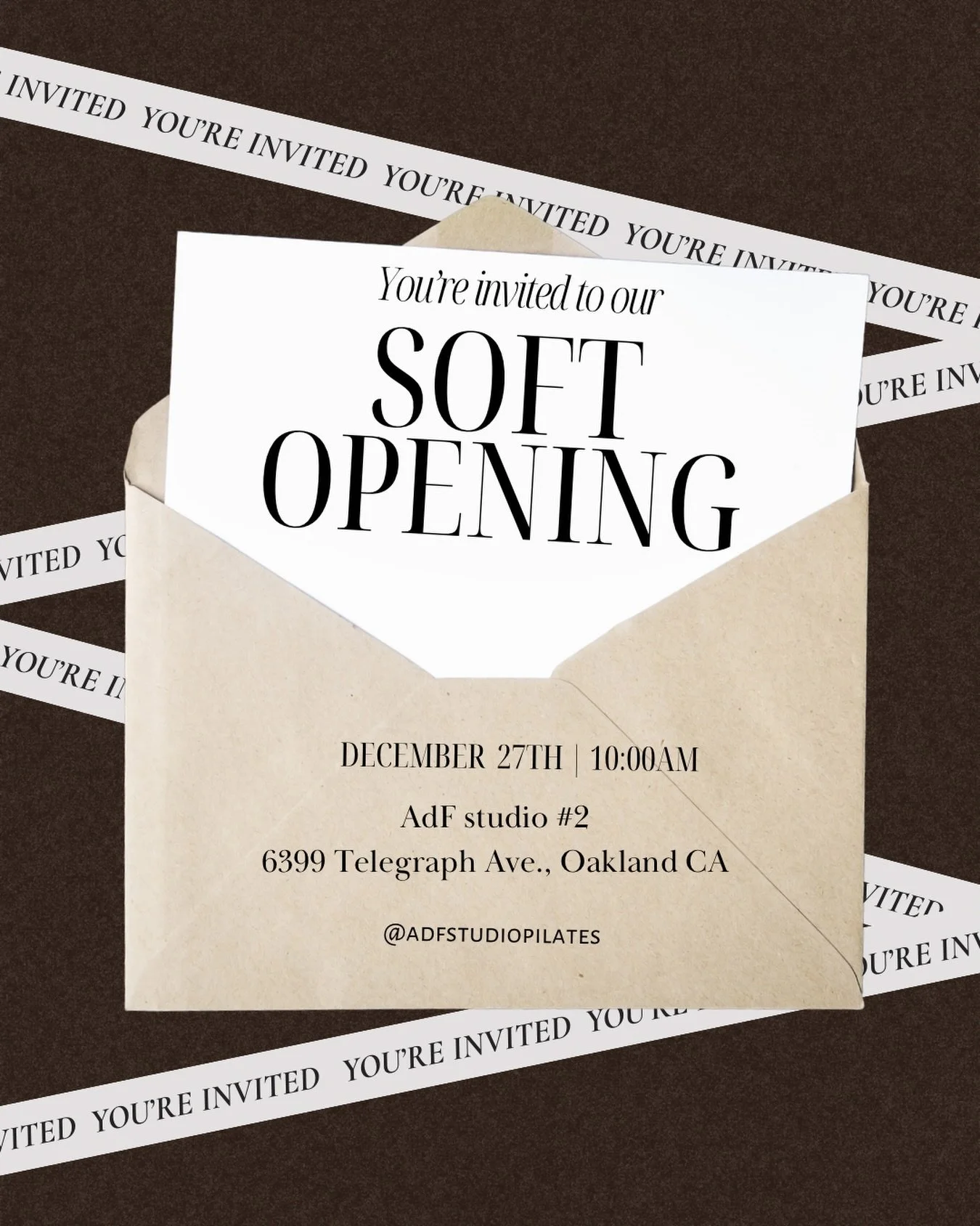 A soft opening, made with so much intention ✨
We&rsquo;re opening the doors to ADF Studio #2 and inviting our community to celebrate with us.

December 27th | 10:00 AM
📍 6399 Telegraph Ave, Oakland

A new space. A new energy.
We can&rsquo;t wait to 