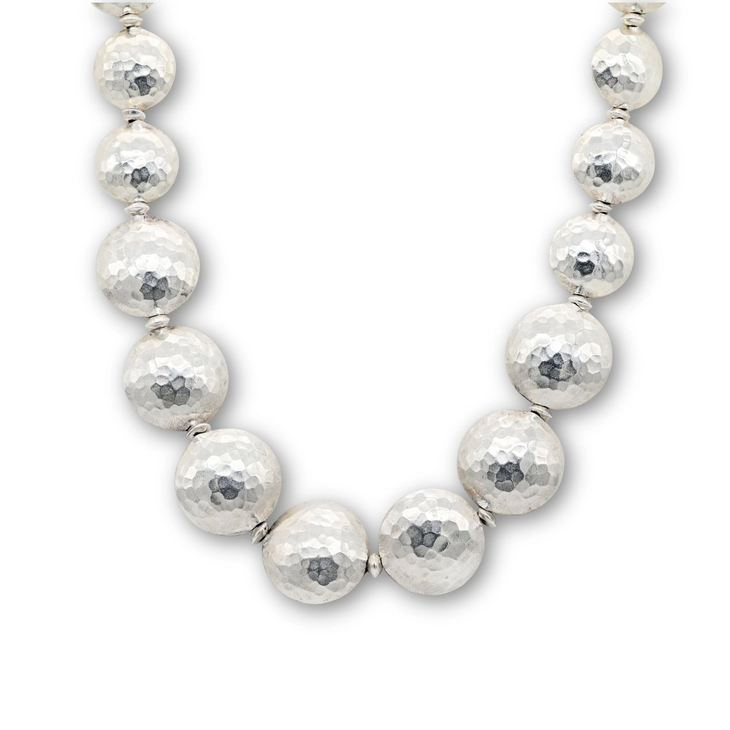 Graduated Hammered Sterling Silver Beads