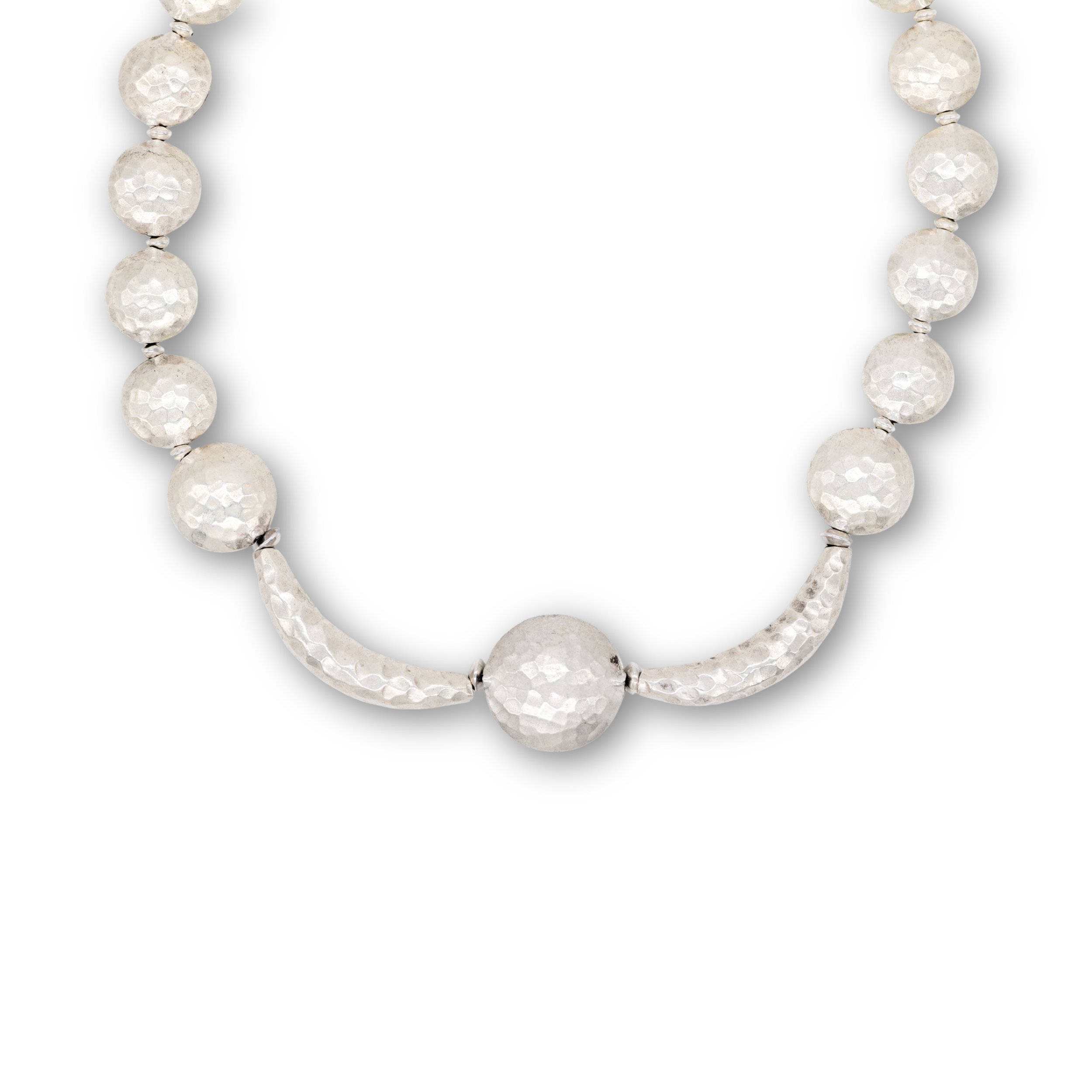 Unusual Hammered Sterling Silver Necklace