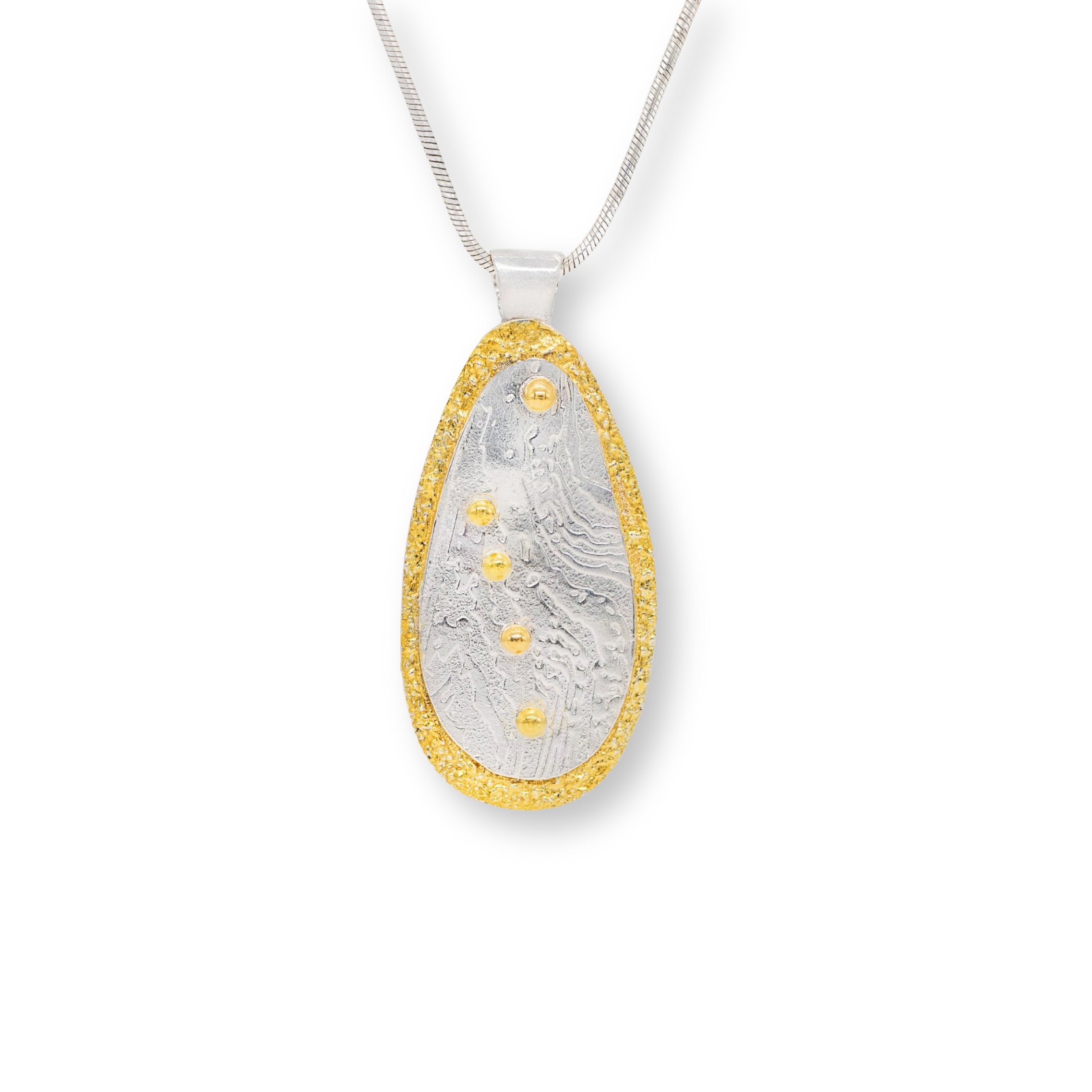 Silver and Gold Wood Grain Pendant