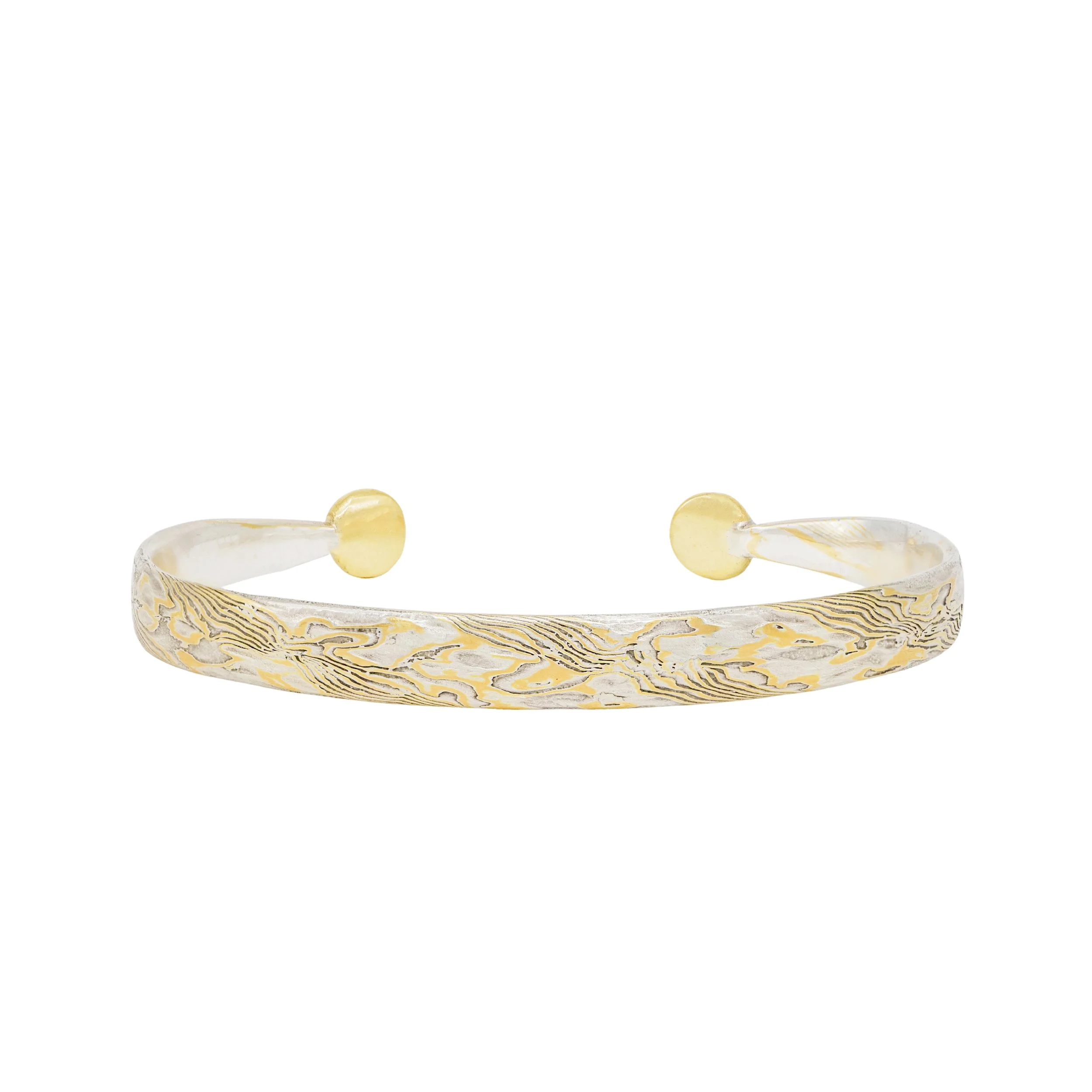 Delicate Etched Mokume Gane Cuff Bracelet