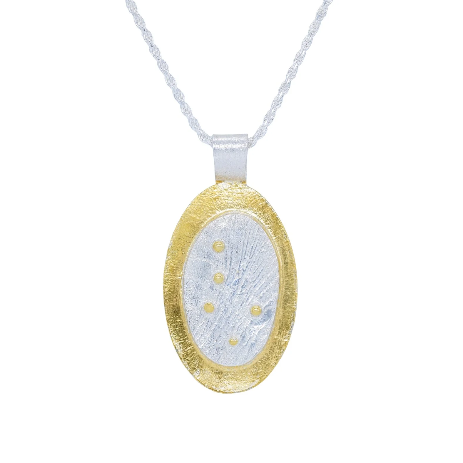 Silver and Gold Wood-Grain  Pendant - Large