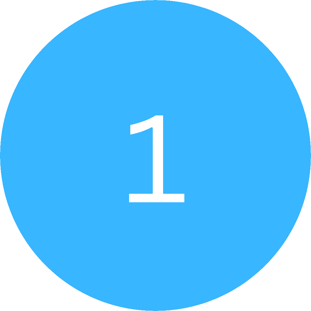 A white number one with a blue outer circle