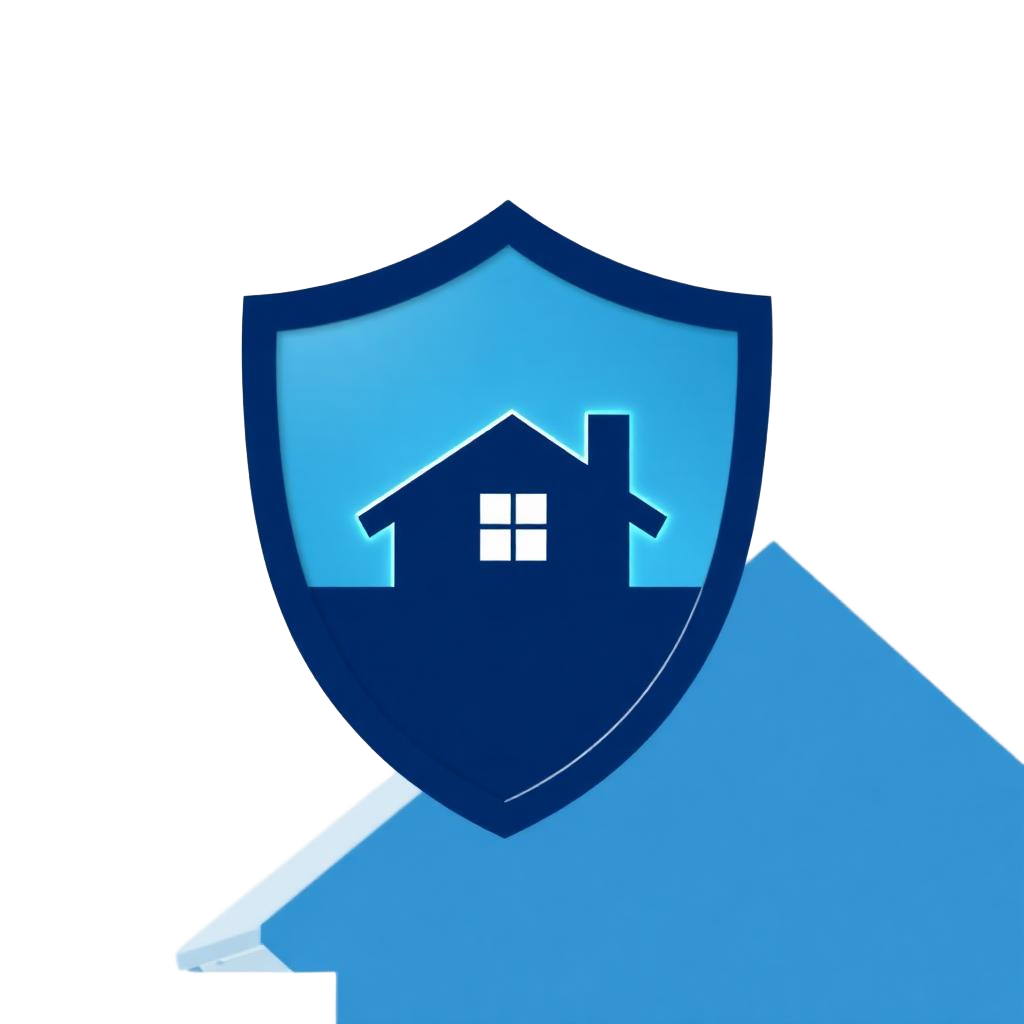 A shield icon with a house inside