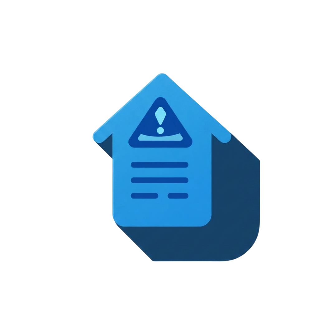 A blue house symbol with an explanation point regarding HOA notices