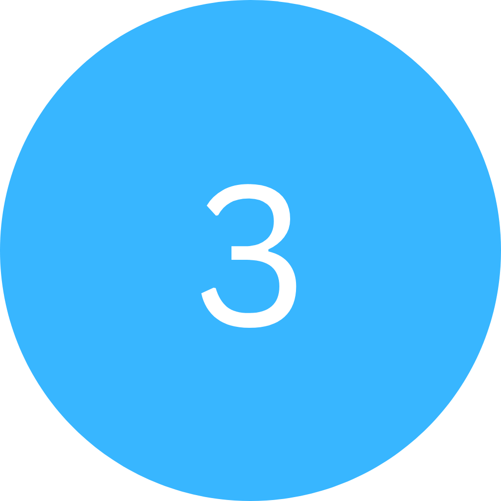A white number 3 with a blue outer circle