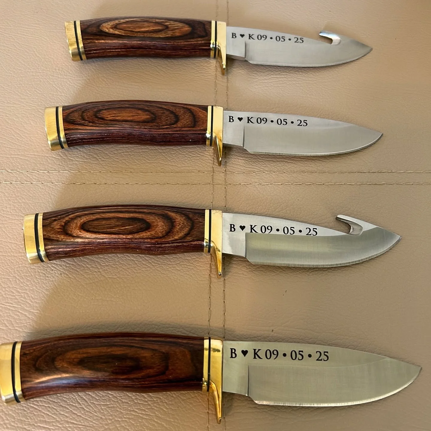 Congrats to the bride and groom. What a kick ass wedding gift for the groomsmen. Personalized to commemorate the joyous occasion. Thanks for choosing your friendly local engraver for your customizing needs.
