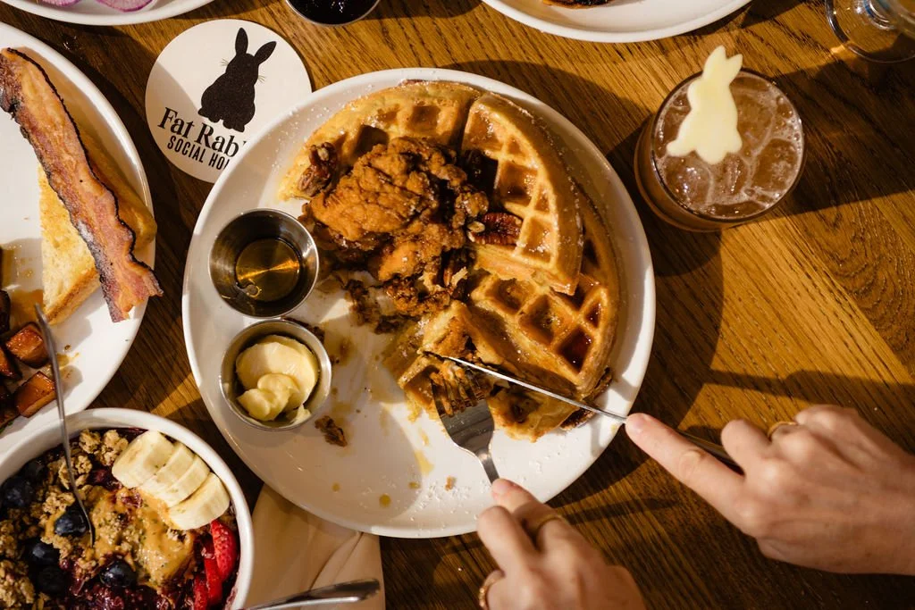  Detailed image of chicken and waffles photographed by Lisa Hause Photography 