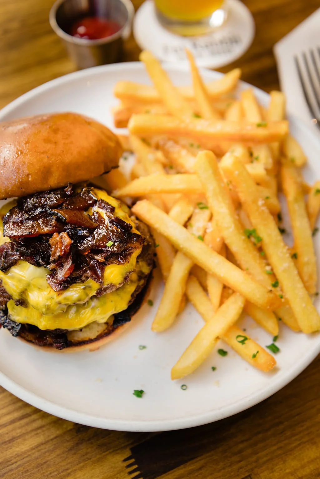  Smashburger with fries at Fat Rabbit Social House 
