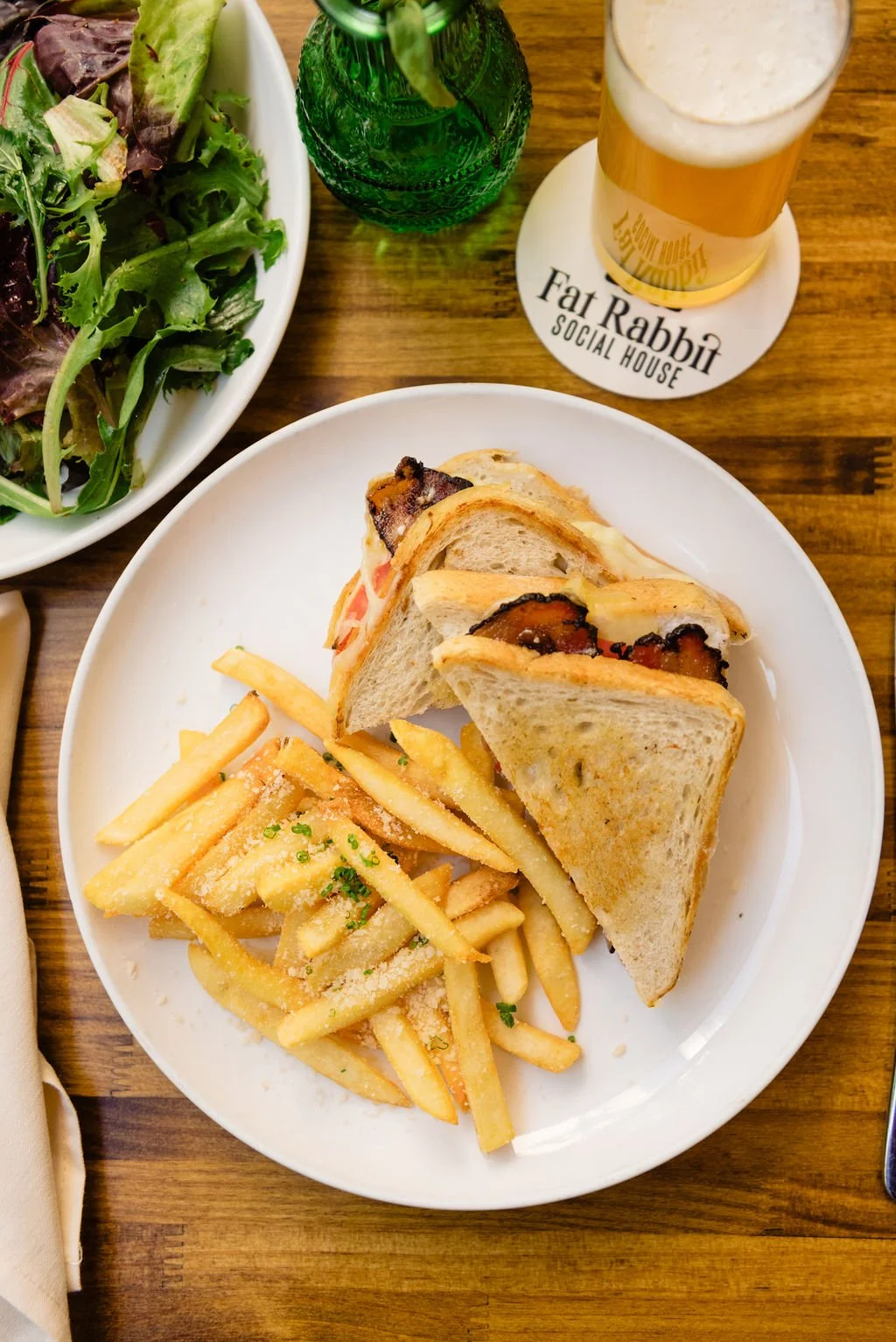  Bacon and cheese panini with parmesan fries at ATX brunch restaurant 