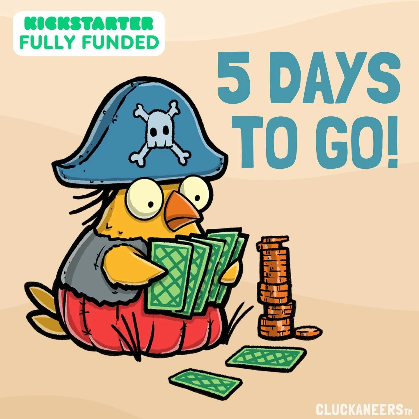 Only 5 days left to join the crew! ‼️

Our Kickstarter is coming to a close with just 5 days left. We are extremely grateful for the support we&rsquo;ve gotten for Cluckaneers. We reached our funding goal in less that three days, and reached all our 