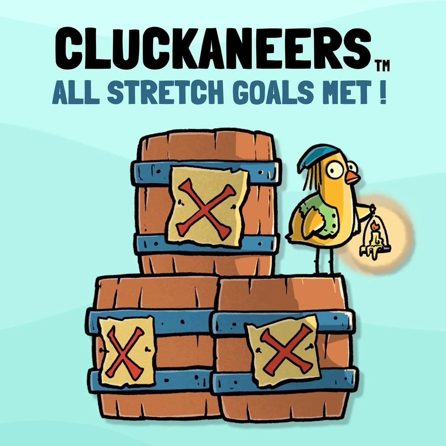 CLUCKANEERS has reached ALL STRETCH GOALS! 🎊🎉

Within one week - we have met all our stretch goals in our campaign! 🤩

This means upgraded cards AND upgraded boxes for Cluckaneers! 🐔🏴&zwj;☠️

Thank you backers!! We are incredibly grateful and ca