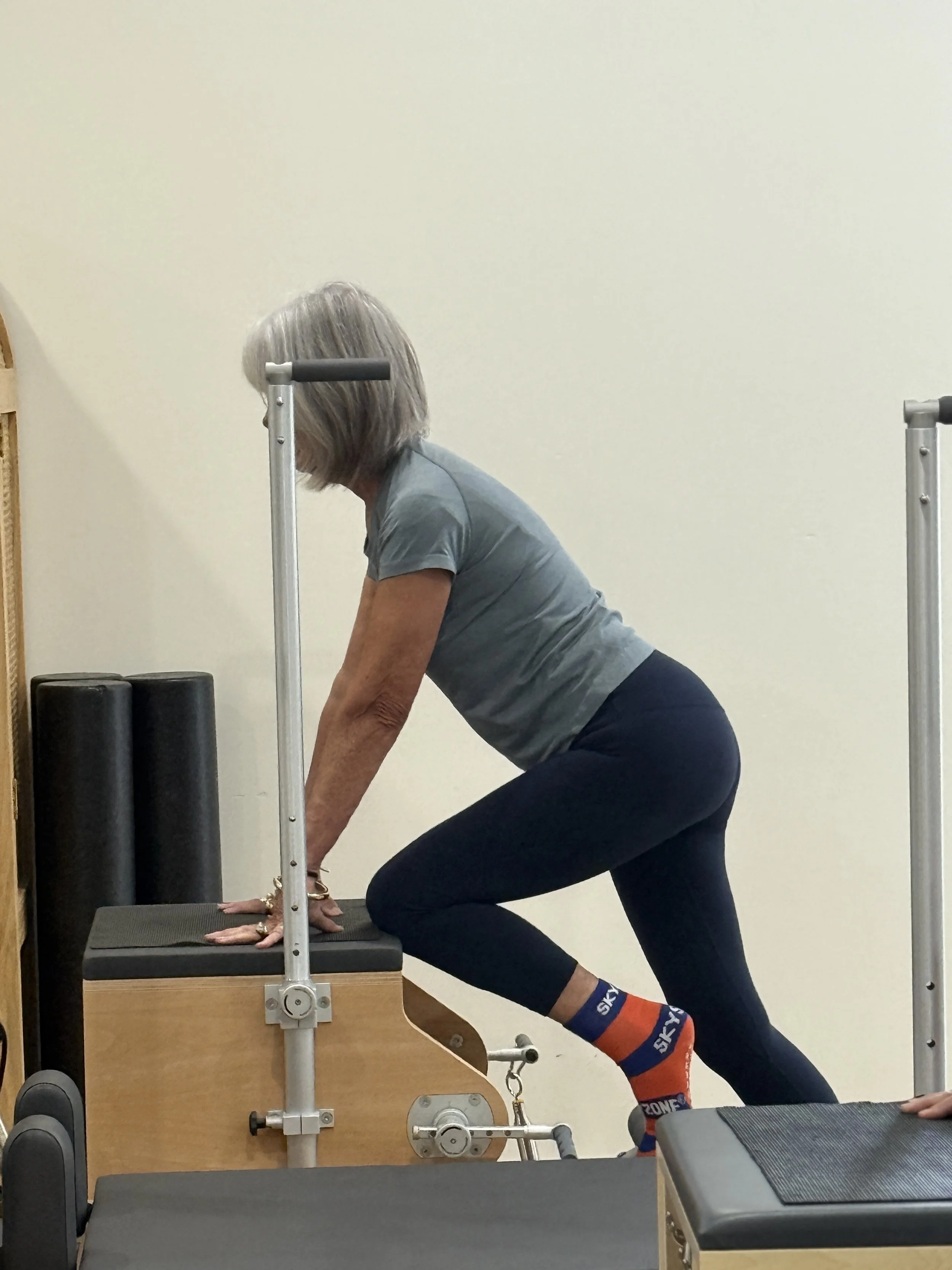 Living Well Session working on the BASI Wunda Chair.  Calf raises with the added challenge of balance!