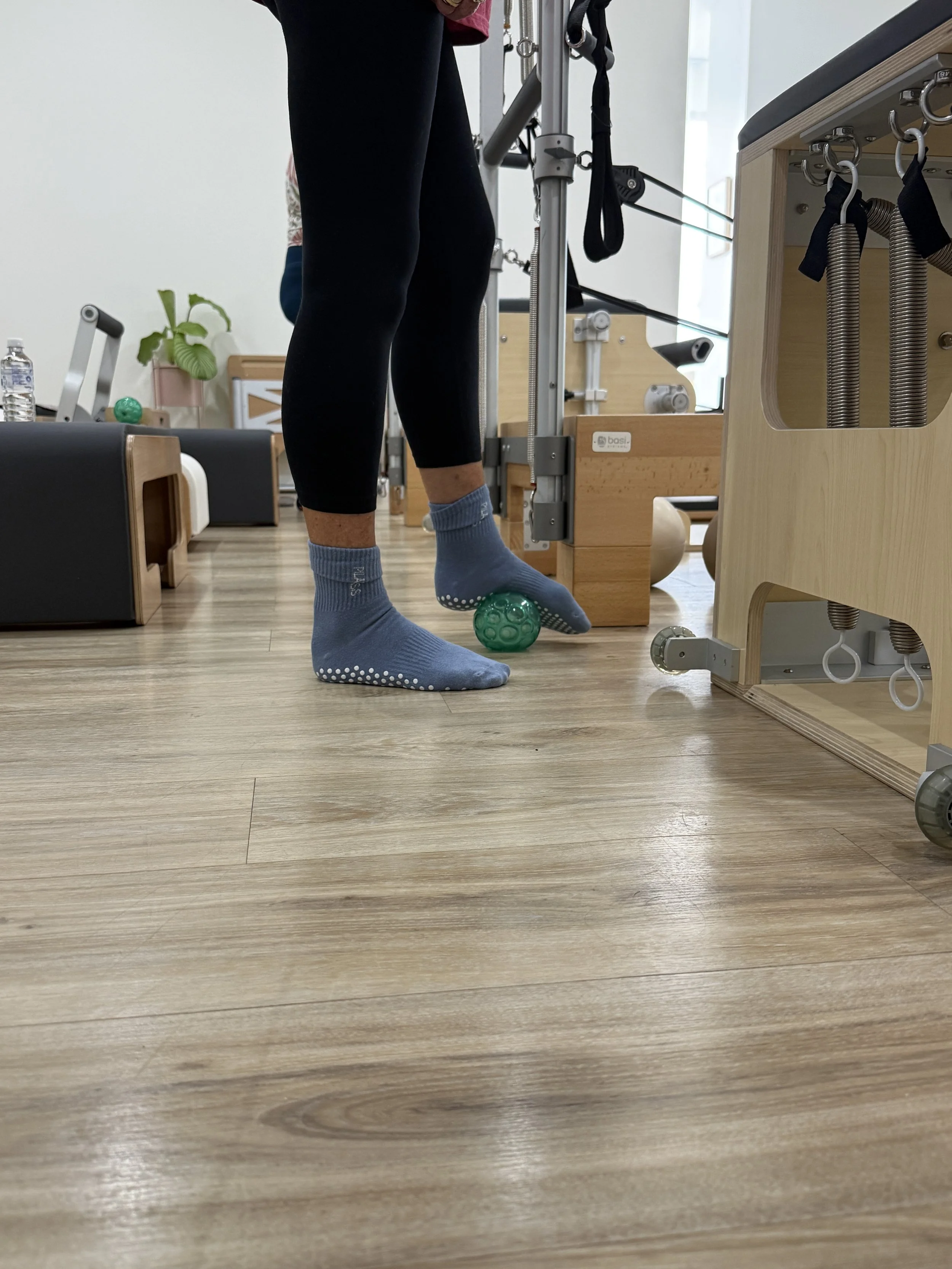 Living Well Sessions, Release Sessions, Semi Private, Private - Franklin Ball work, breaking up all the facia in the foot - where movement begins.