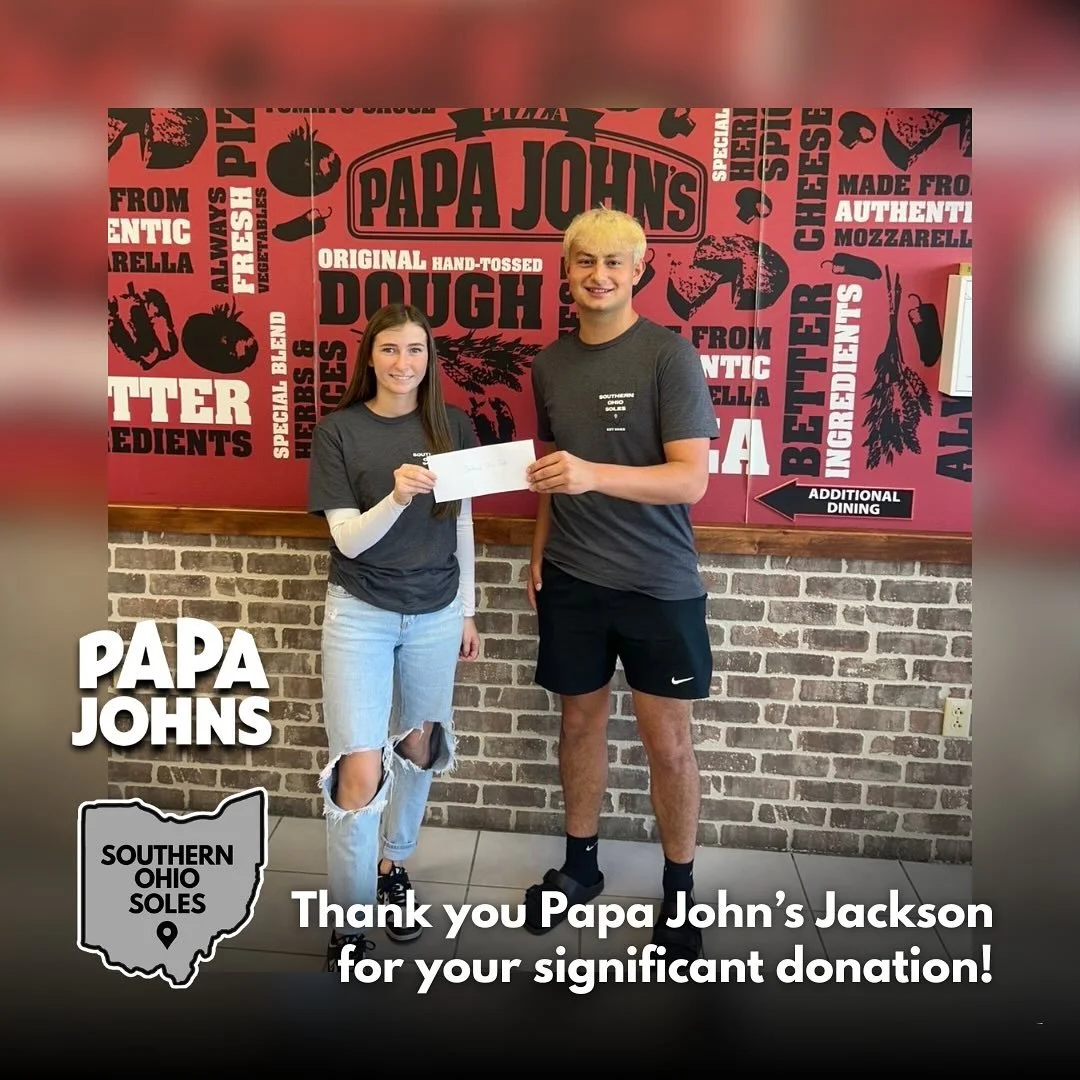 Southern Ohio Soles would like to extend a heartfelt thank you to Papa John&rsquo;s Jackson for their generous donation! &hearts;️🍕 

Thank you to everyone who contributed to the fundraiser! Because of you, Southern Ohio Soles continues to help stud