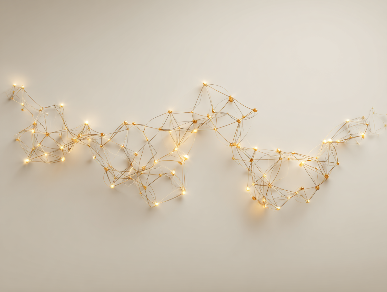 Pins with strings forming a geometric shape