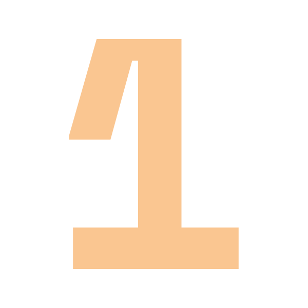 Large orange number one on a black background.