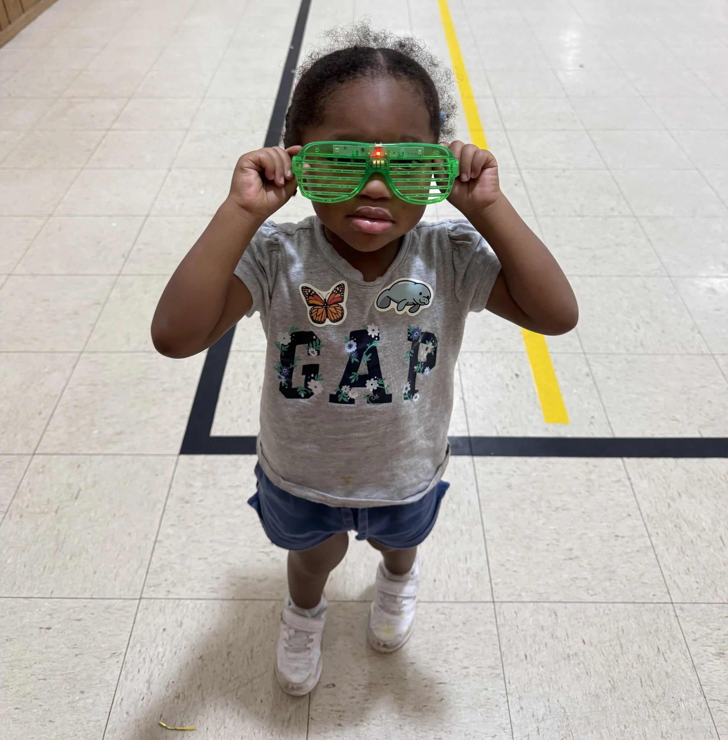 Indoor play time in the preschool gym at Wesley School