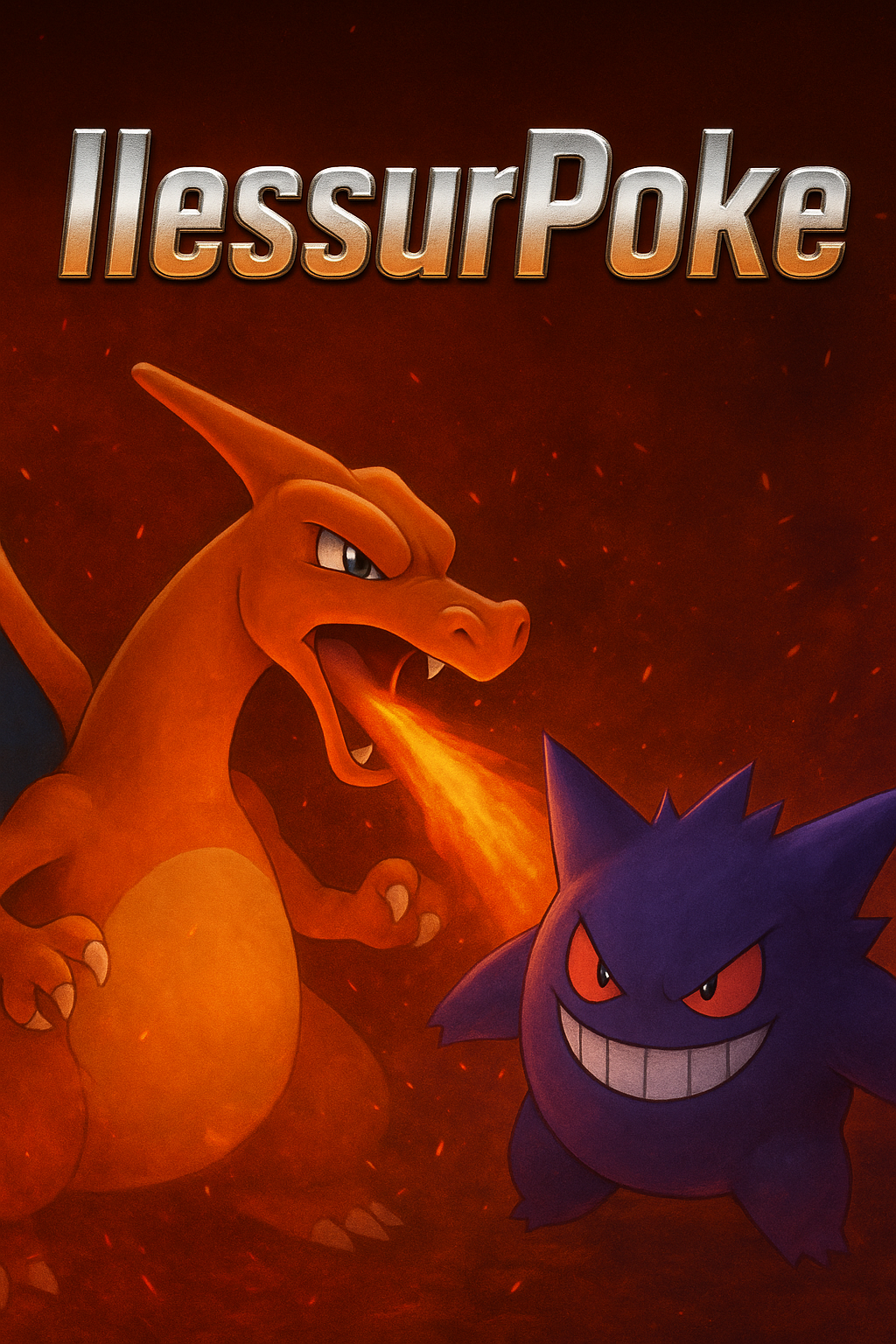 Artwork featuring Charizard breathing fire and Gengar with a mischievous grin, with the title 'IllessurPoke' at the top.