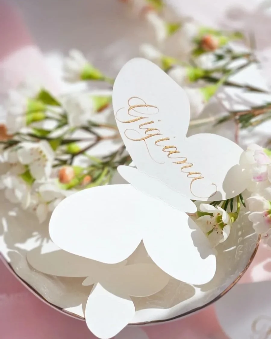Custom butterfly placecard 