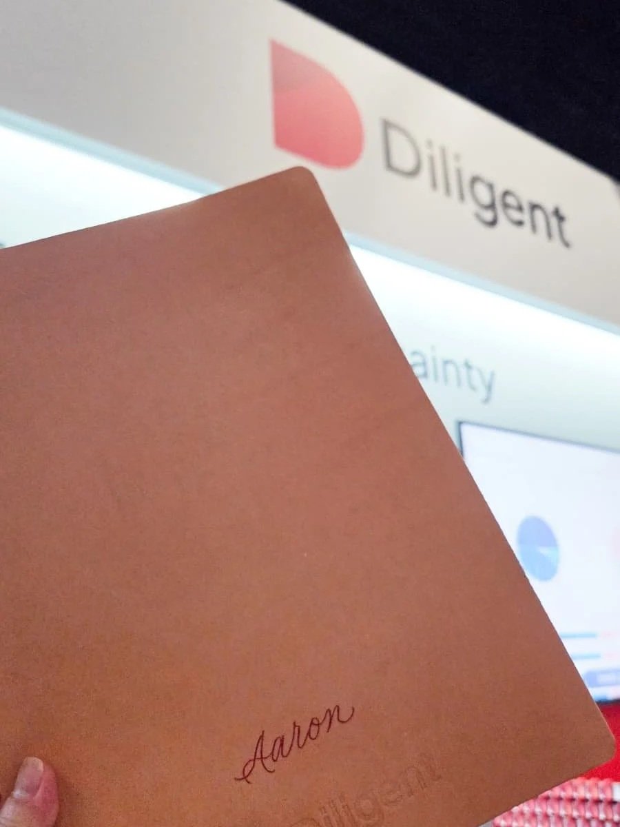 Calligraphy Hot Foiling on Corporate Branded Notebook