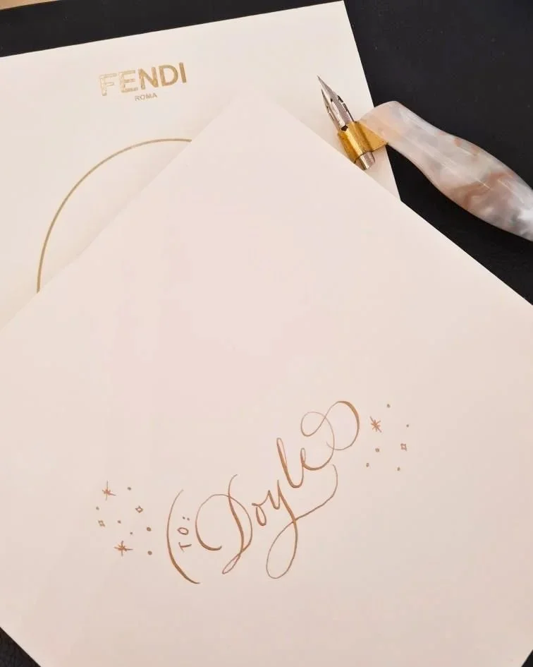 Live Calligraphy for Fendi in Flourished Copperplate
