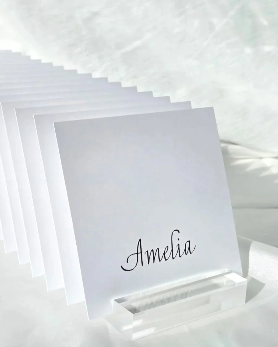 Place Cards for Ashurt private function, in Italic Script