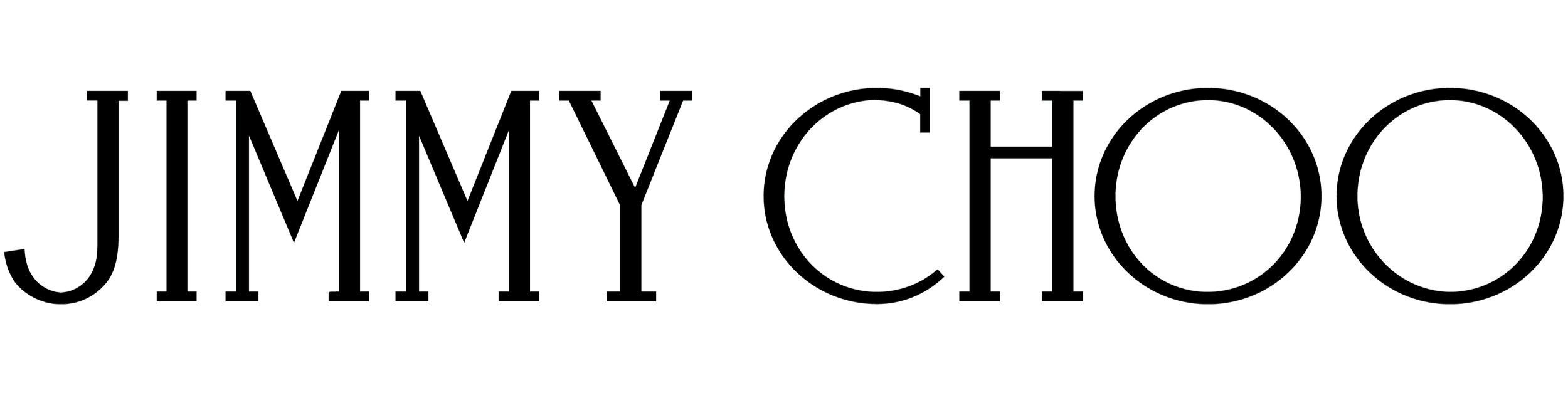 Text reads 'JIMMY CHOO' in large, outlined letters.