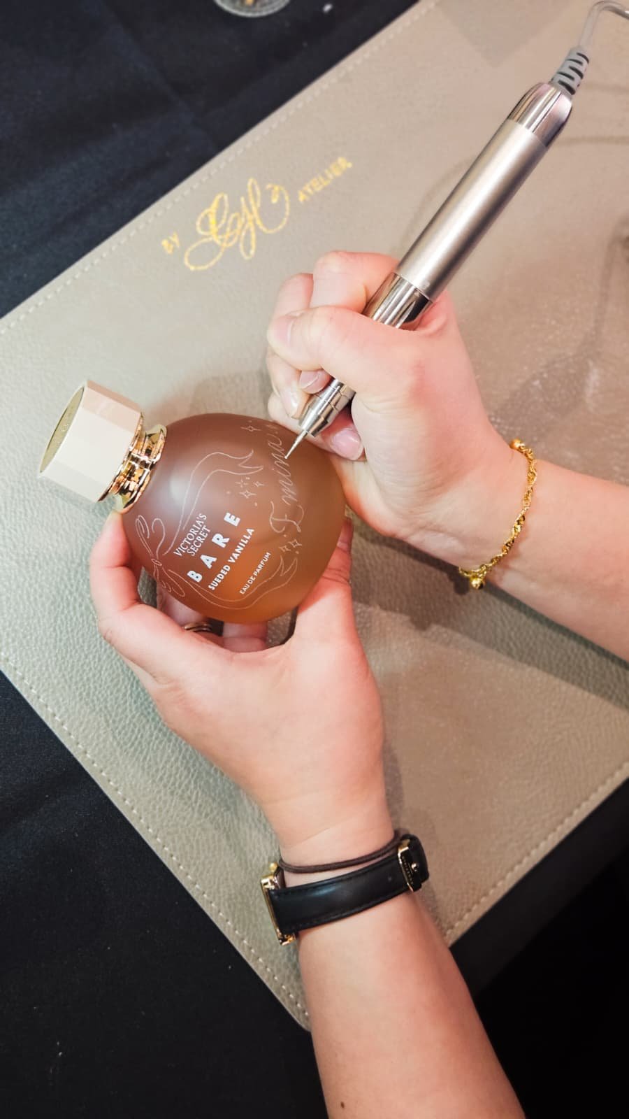 Illustration and Name Engraving on Victoria Secret Fragrance