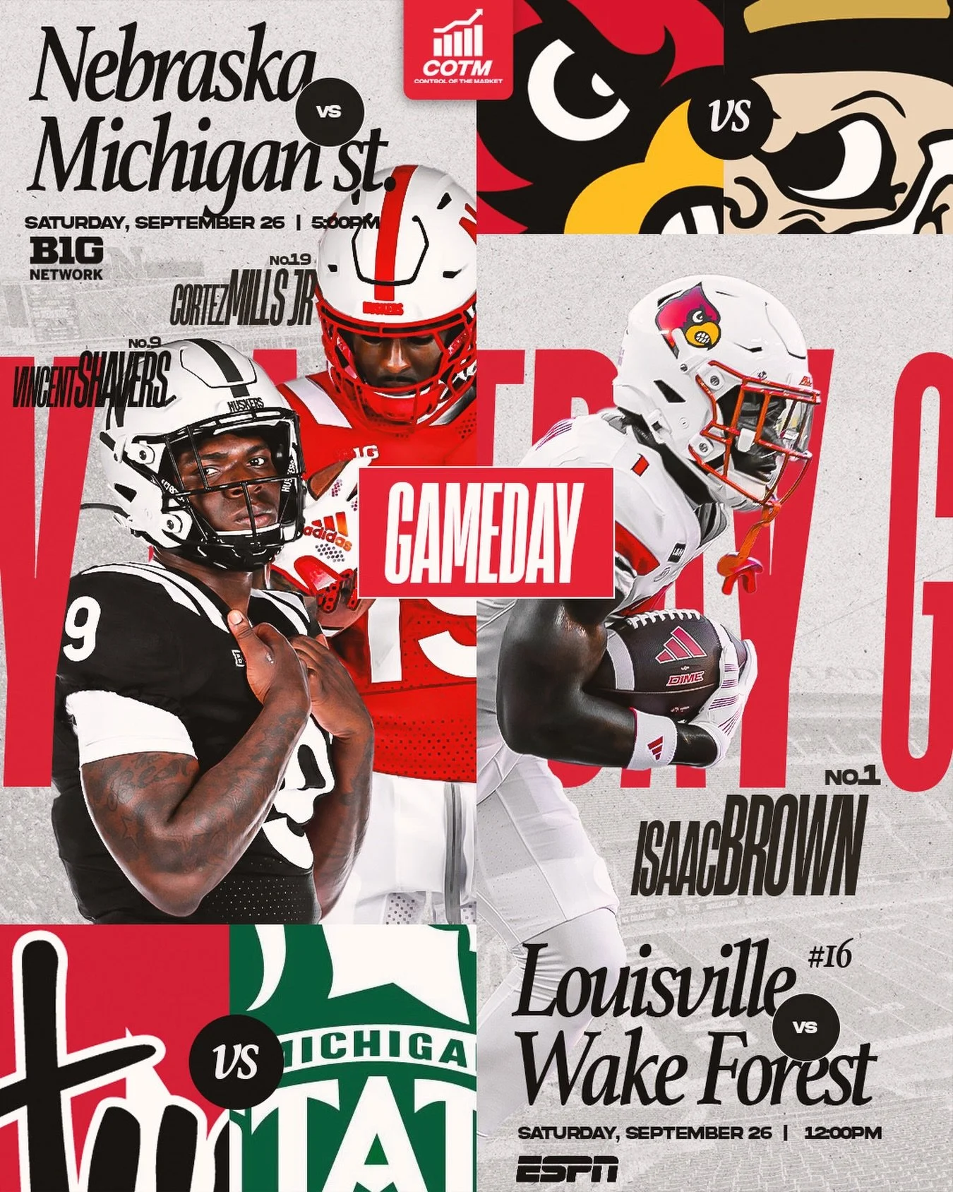 Stay by the 📺 today!  We got Cards 12pm and Cornhuskers 5pm 📈📈📈 #cotm305