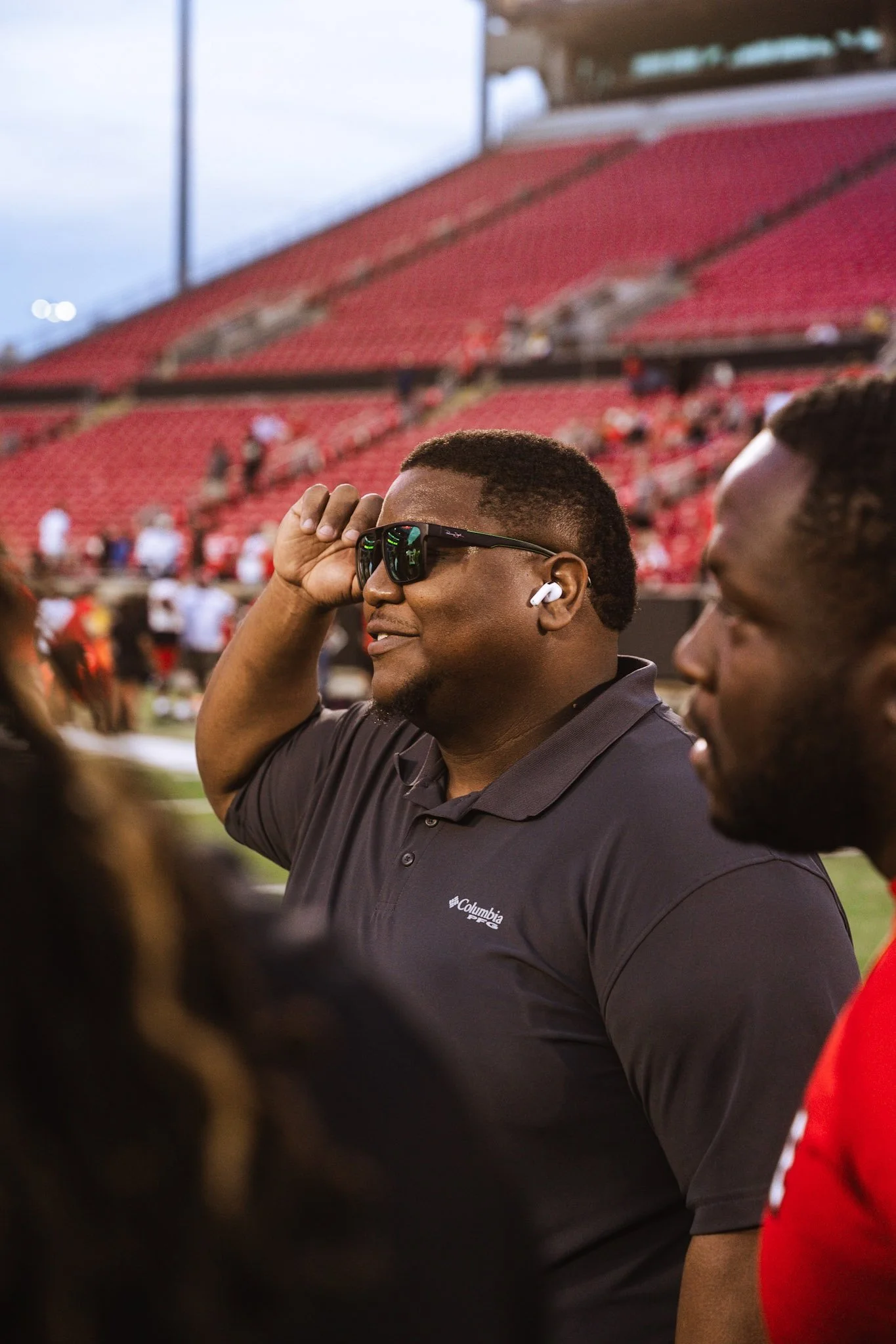 Richard Bailey on the football sideline during game day