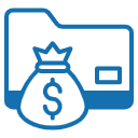 Illustration of a credit card and a money bag with a dollar sign.