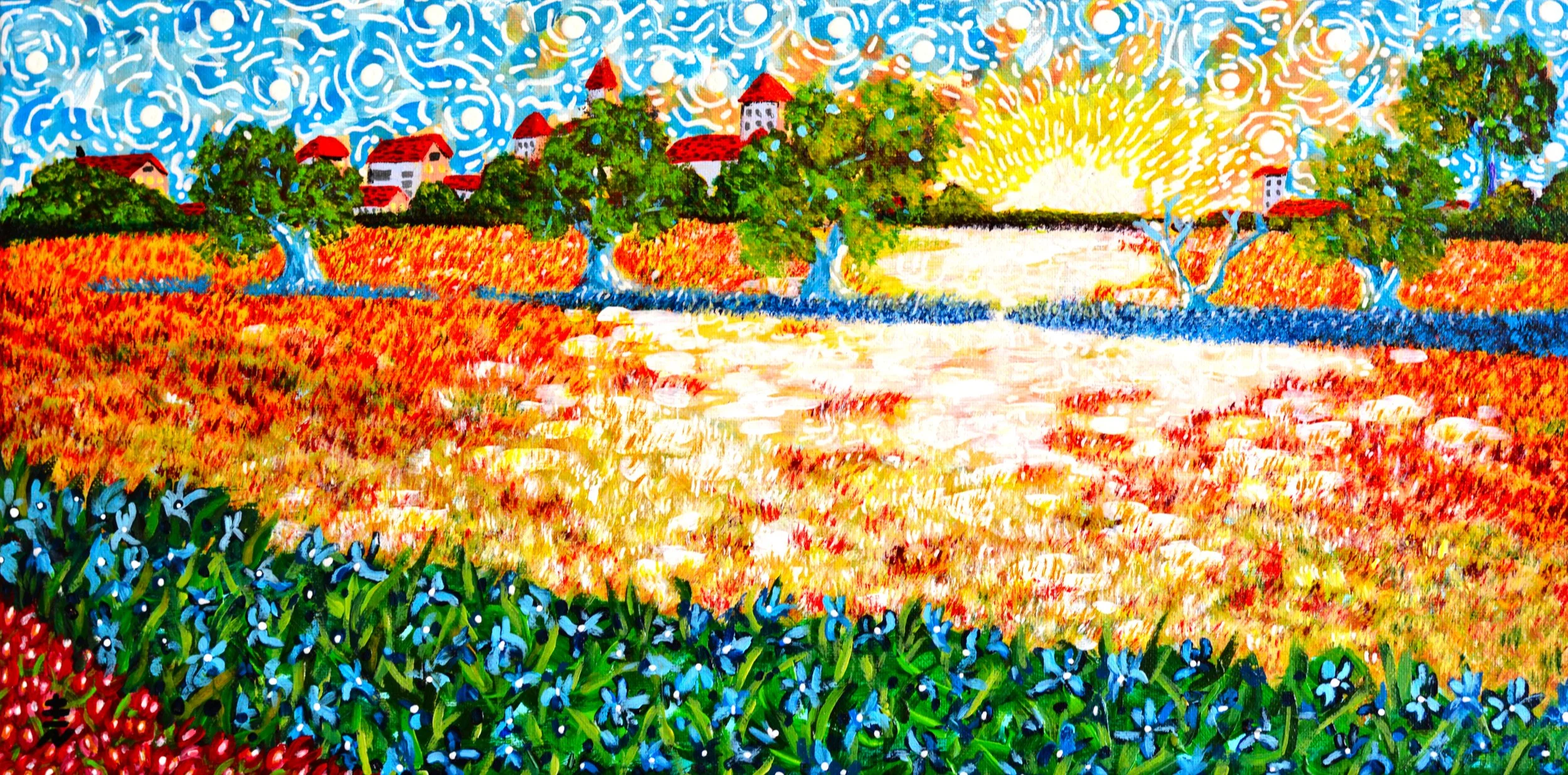 Field of Irises painting