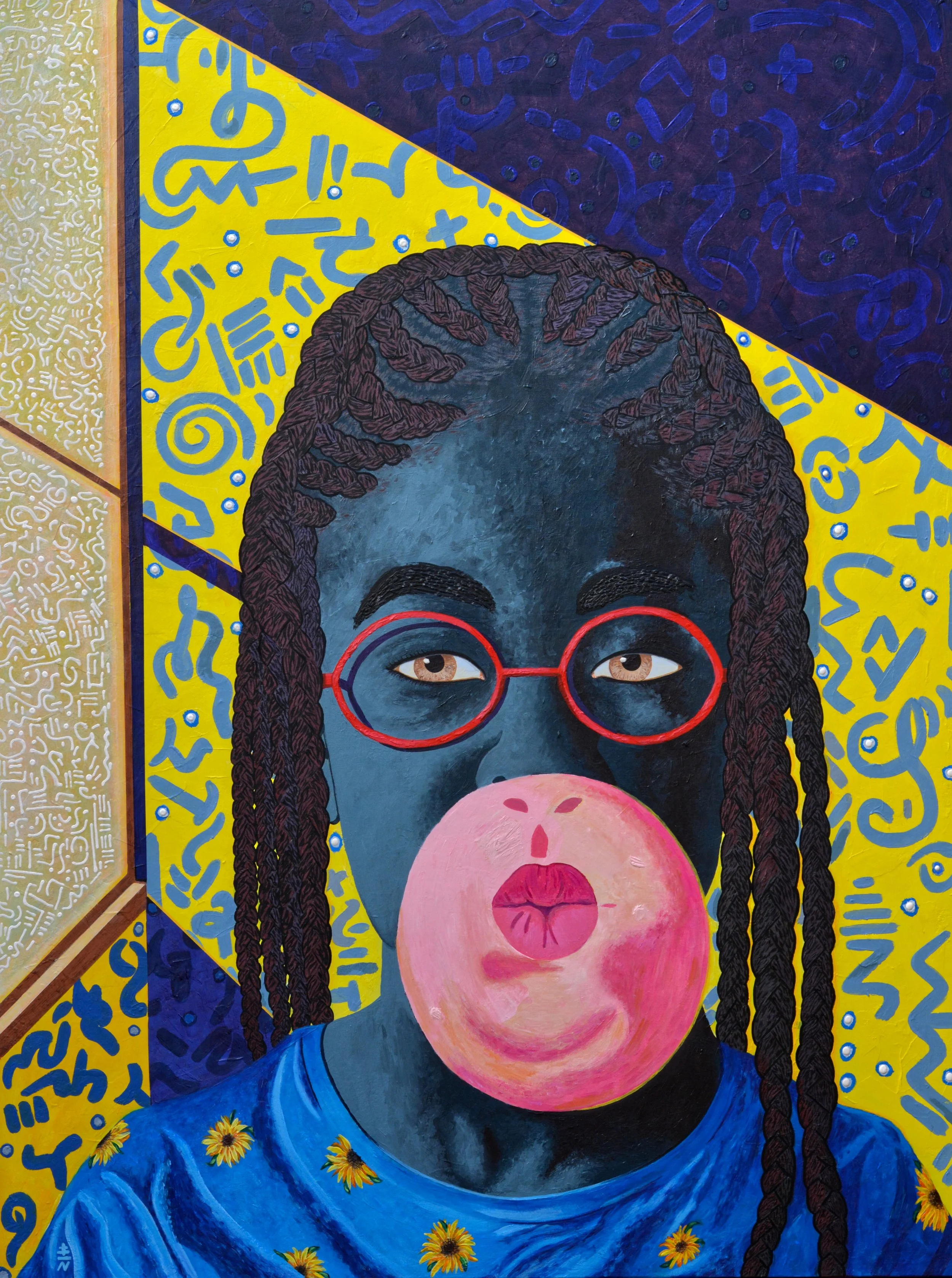 Girl With The Pink Bubble Painting By Vincent Keele
