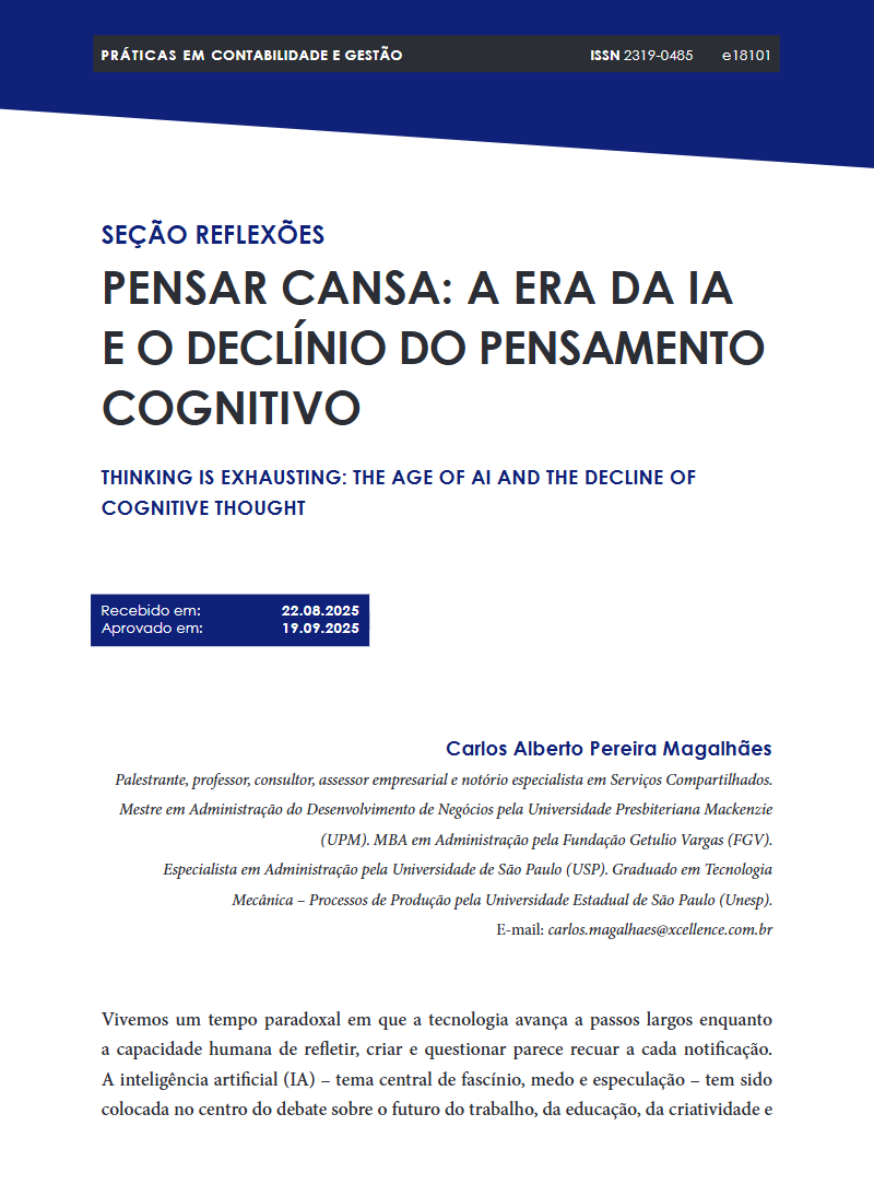 PENSAR CANSA: A ERA DA IA E E DECLÍMIO DO PENSAMENTO COGNITIVO