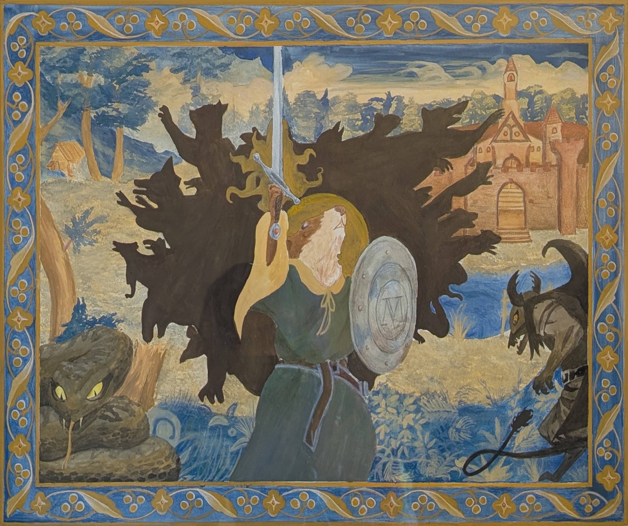 Redwall Tapestry || Gouache and Colored Pencil ||  2024