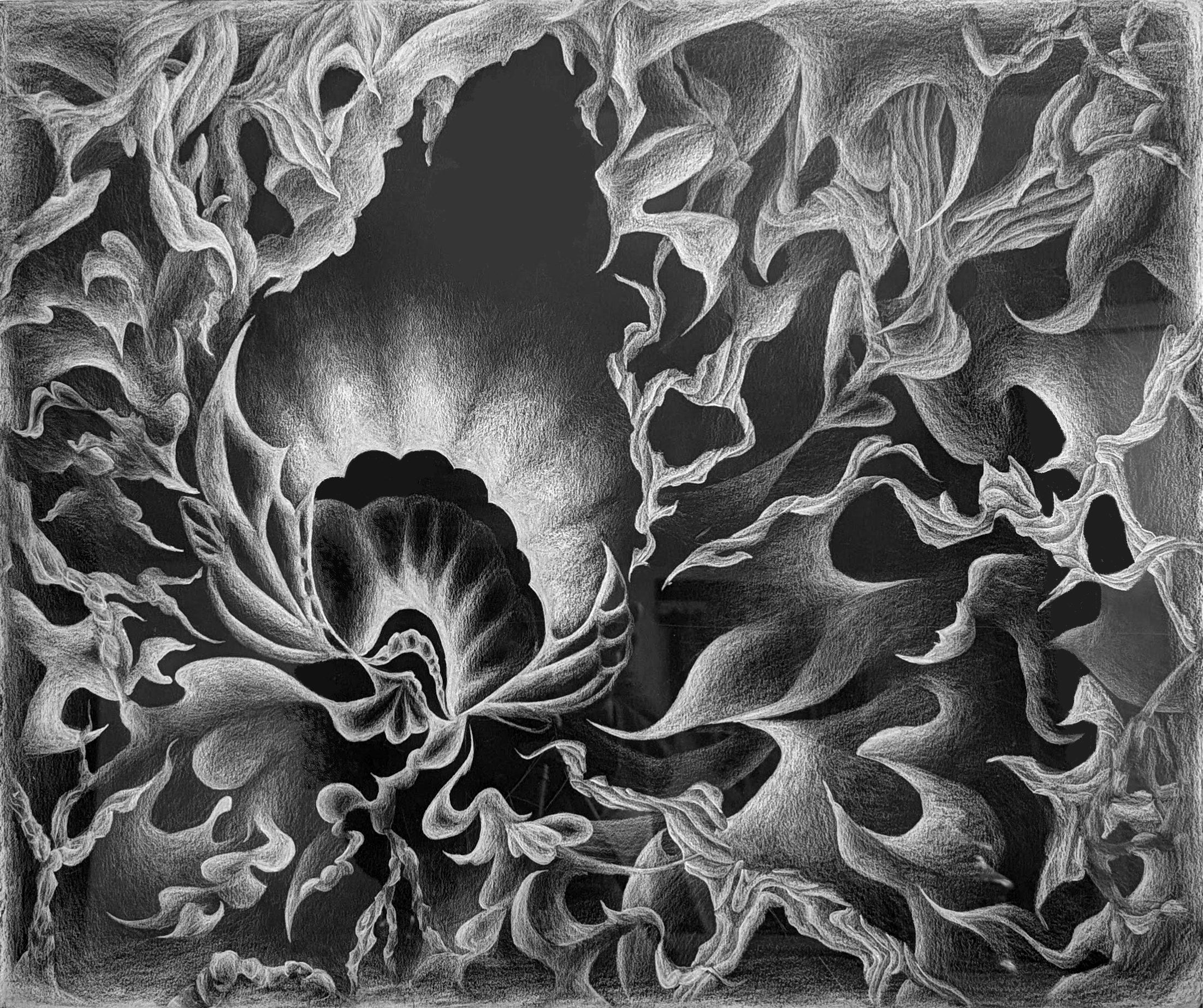 White On Black Composition || White Color Pencil on Black Paper || 2022