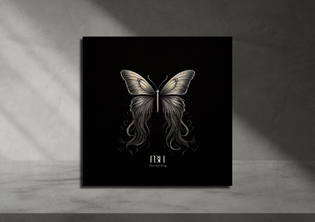 Animated slideshow presenting FearlessBHair’s premium packaging design — including the butterfly logo box, hair bundles, and branded insert cards for customer experience.